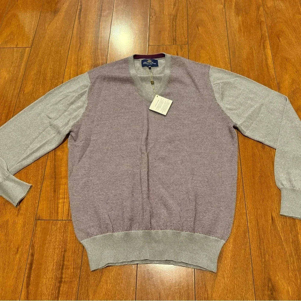 NWT PETER SCOTT Men's Gray and Purple Sweater